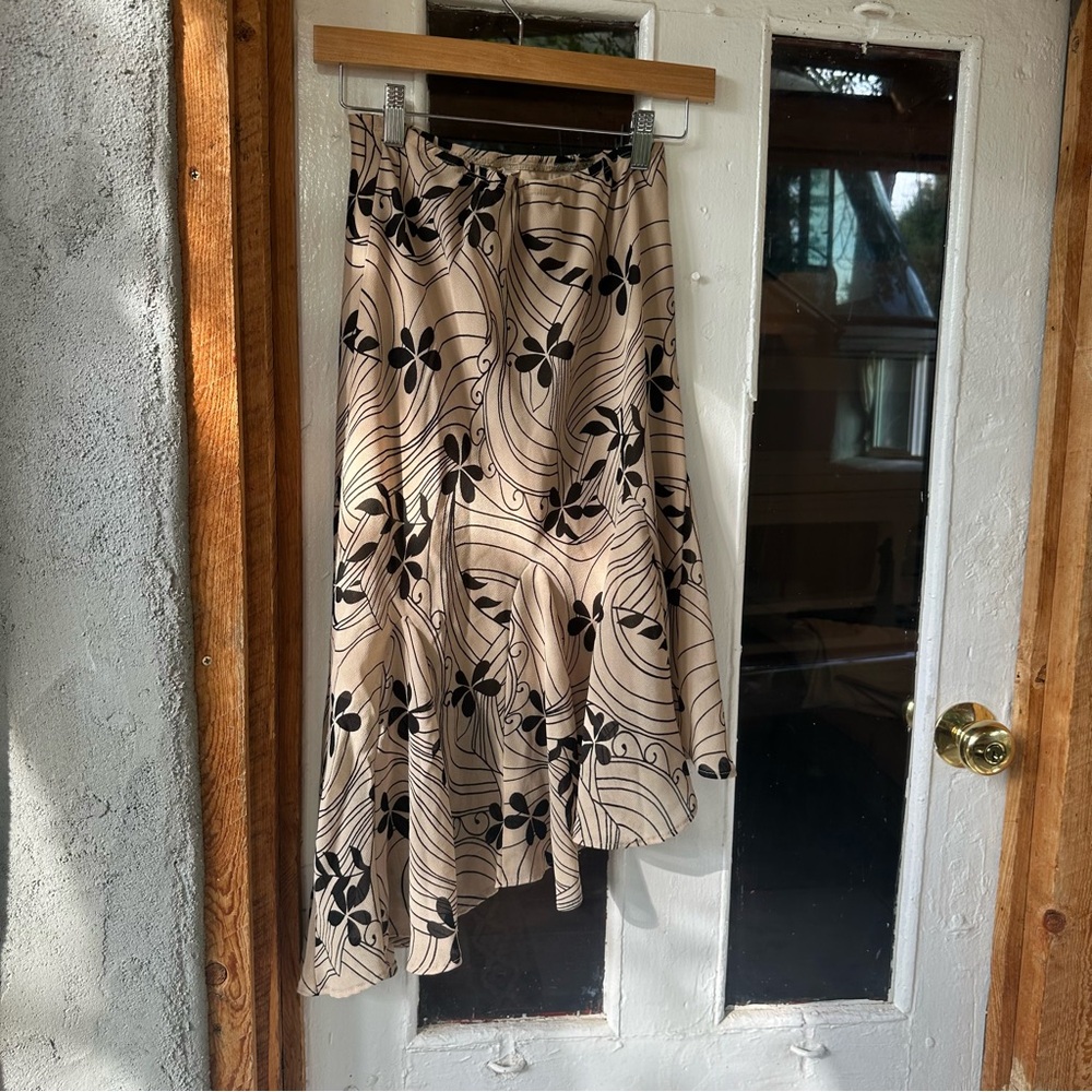 Vintage 90s Asymmetrical Black and Cream Skirt